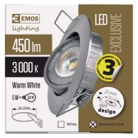 LED bodové svítidlo SIMMI stříbrné, kruh 5W teplá bílá EMOS ZD3221