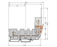 Základní rozpojovací svorka-1 vodič/1 pin, na DIN 35x15/35x7,5 4mm2, šedá