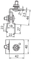 Držák pro kovovou střechu s hranatým falcem (Zambelli RIB-ROOF) 18/22mm Nerez