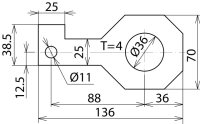 Připojovací třmen IF 3 přímý Průměr otvoru d1 36 mm DEHN 923236