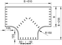 OBO RT 150 FT Odbočný díl T vodorovný kruhové provedení 110x500 Ocel žár.zinek