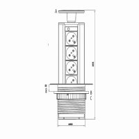 4816817 Přípojný zásuvkový sloupek pro desku stolu 4x 230V EBP04L