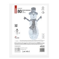 LED vánoční sněhulák ratanový, 82 cm, vnitřní, studená bílá, časovač EMOS DCFC33