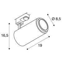 NUMINOS ZOOM M PHASE, 3fázový spot bílý 20 W 2700 K 15-60° SLV 1006109