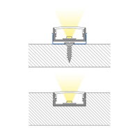 Přisazený hliníkový profil černý PF 24x10mm včetně čirého difuzoru, 2 m