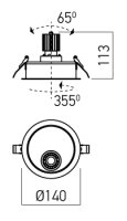 XDRILL RIM REC. FITTING 1x9W 220-240V AC