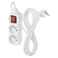 Prodlužovací kabel 3 m 2 zásuvky s vypínačem bílý PVC 1 mm2 EMOS P1213