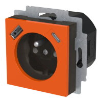 Zásuvka ABB LEVIT s clonkami, USB-A/C oranžová/kouřová černá 5569H-A32357 66