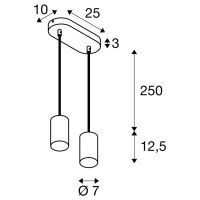 ASTO TUBE závěsné svítidlo GU10 délka závěsu 250 cm max. 2x10W černá SLV 1006433