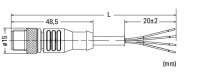 Napájecí kabel Zástrčka M12A  přímá 4pól. WAGO 756-3103/040-200