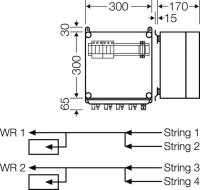 Připojovací skříň FV 4x string, 2x vstup střídače HENSEL MI PV 1242