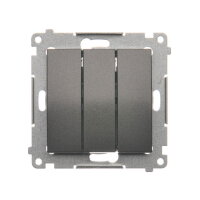 Trojitý spínač 3x 1 s orientačním podsvětlením LED, 10AX, 250V, antracit mat
