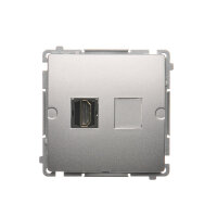 Zásuvka HDMI, stříbrná matná metalizované KONTAKT SIMON BMGHDMI.01/43