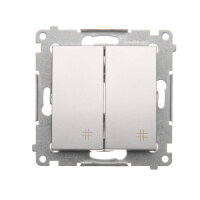 Přepínač dvojitý křížový, řazení 7, 10AX, 250V~, stříbrná matná metalizované