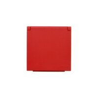 Kryt zásuvky, s uzemněním, IP44, víčko v barvě krytu, antibakteriální červená