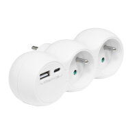 2-zásuvková rozbočka, 1xUSB, 1xUSB-C, 5V/2,4A ECOLITE XQBZ-01/3