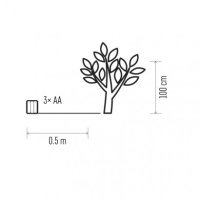 LED vánoční stromek, 3xAA, teplá bílá, časovač
