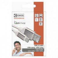 Nabíjecí a datový kabel USB-A 2.0/USB-C 2.0, 1 m, bílý EMOS SM7025W