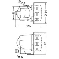 Siréna motorová MINICELERE 110 V, ACDC, IP43, 97 dB, M12, světle šedá, 1 tón