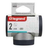 ROZBOČOVAČ OTOČNÝ 3X2P+T, NABÍJEČKA USB A+C HLINÍK LEGRAND 049439