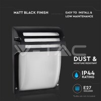 Garden Wall Lamp E27 Frost Glass Matt Bl