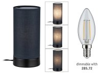 Stolní lampa Pia látkové stínidlo 1-ramenné černá mat/šedá E14 bez zdroje světla