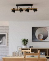 Stropní svítidlo HORNWOOD-Z LED-RGB/CCT černá/dřevo 4X3,7W IP20 EGLO 900882