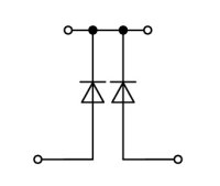 Svorka pro moduly dvoupatrová 2 diody 1N4007 šedá 2,5mm2 WAGO 2002-2214/1000-489