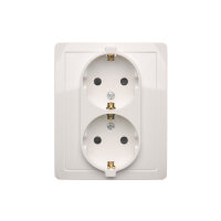 Zásuvka dvojnásobná typu Schuko s clonkami 16 A, 250 V~ bílá BGSZ2Z/11
