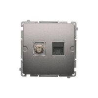 Anténa zásuvka typ F + počítačová zásuvka RJ45 kat.6, Inox BMAFRJ45.01/21