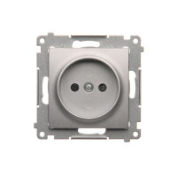 Zásuvka jednonásobná bez uzemnění se clonami elektrických kolejí stříbrná