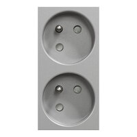 Zásuvka NOVÁ UNICA dvojitá 45o 250V/16A 2x2P+E, clonky, bezšroubová, Aluminium