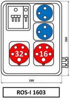 Zásuvková rozvodnice 1x3253+1x1653+2x230V, jištěná, IP44 ROS-I 1603