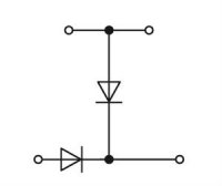 Svorka pro moduly dvoupatrová 2 diody 1N4007 šedá 2,5mm2 Wago 280-941/281-492