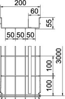 OBO GRM-T 55 200 G Mřížový žlab GRM s 1 přepážkou 55x200x3000 Ocel galv. zinek