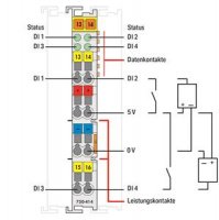 4kanálový binární vstup DC 5 V 0,2 ms světle šedá WAGO 750-414