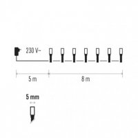 LED vánoční řetěz, 8m, teplá bílá, časovač