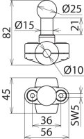 Kulový bod D 25 mm objímka A pro kulatý vodič 10 mm DEHN 725010