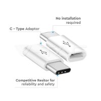 Micro USB To Type C Adaptor White , VT-5149 V-TAC SKU8472