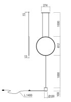 Závěsné svítidlo SLICK SU/LAMP RD LED 19W 3000K SBK REDO 01-2197
