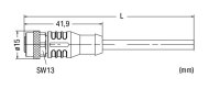 Kabel pro senzor/akční člen Zásuvka M12A  přímá 3pól. WAGO 756-5301/030-015