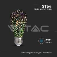LED Bulb 3W E27 Filament 3D ST64 3000K ,VT-2223 V-TAC SKU212705