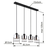 Závěsné svítidlo HENDRY černá 4xE27, max. 60W 230V GLOBO 15884-4H