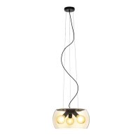 AMANDA závěsná matná černá jantarové sklo 230V E27 3x15W RENDL R14135