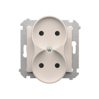 dvojitá kolíková zásuvka bez uzemnění se clonami elektrických kolejí bílá