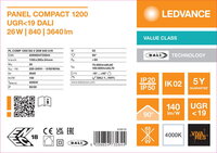 LED panel COMPACT 1200 DALI 26W 840 U19 LEDVANCE 4099854735844