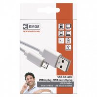 Kabel USB 2.0 A/M-MICRO B/M 1M bílý Emos SM7006W