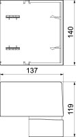 Vnější roh OBO BRK AE70130 cws SIGNA BASE nastavitelný 119x137x140 krémová bílá
