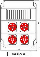 Zásuvková rozvodnice 4x3253, 11 modulové okénko, IP54 ROS 11/X-01