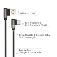 1 M Type C USB Cable Black Diamond Series VT-5362 V-TAC SKU8638